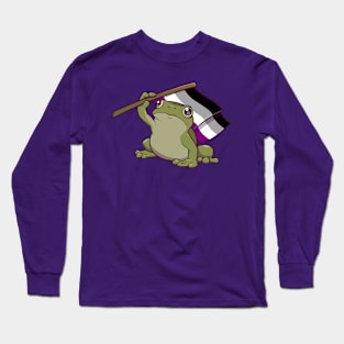 Asexual Pride Flag-Holding Frog Long Sleeve T-Shirt